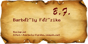 Barbély Füzike névjegykártya